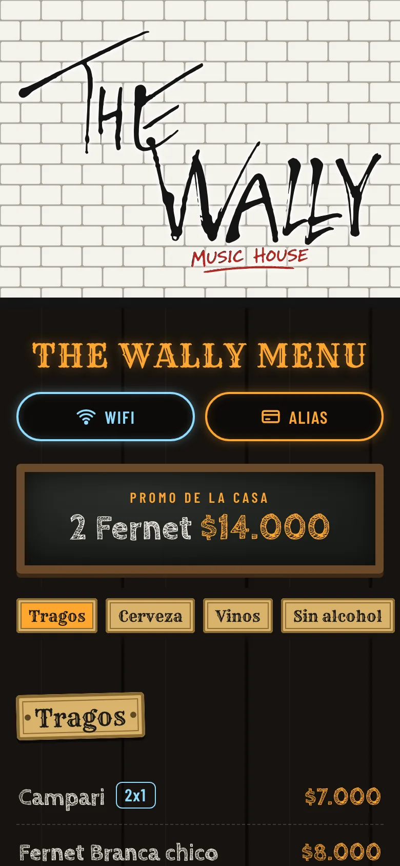 Carta QR de The Wally Music House en el celular